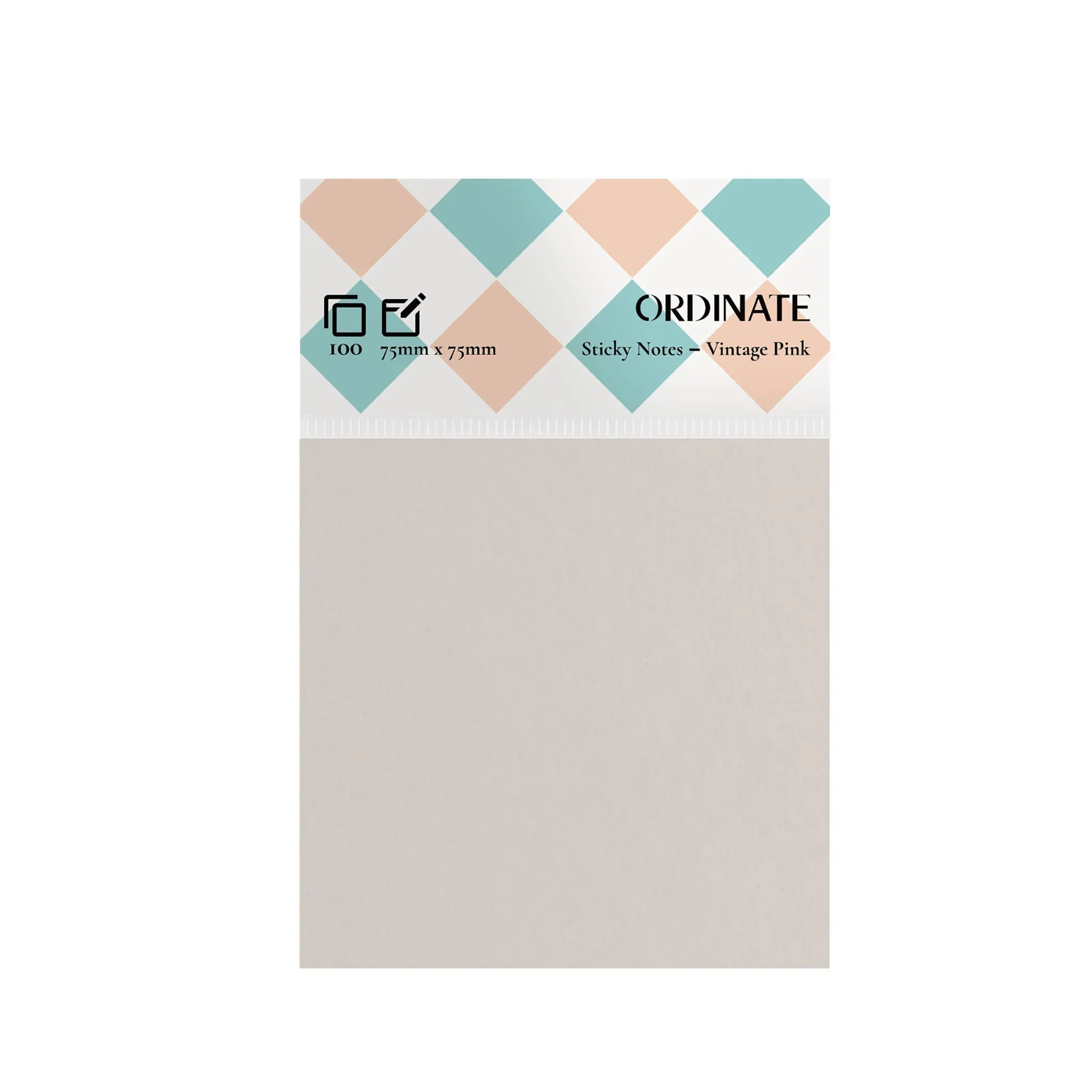 Ordinate - Vintage Pink Sticky Notes | 100 Blatt, 75 x 75 mm, Retrofarben