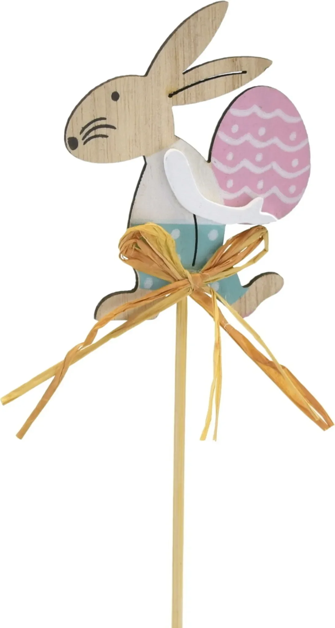 DOMMIO - Holzhase 35 cm – Osterdekoration mit Ei & Schleife