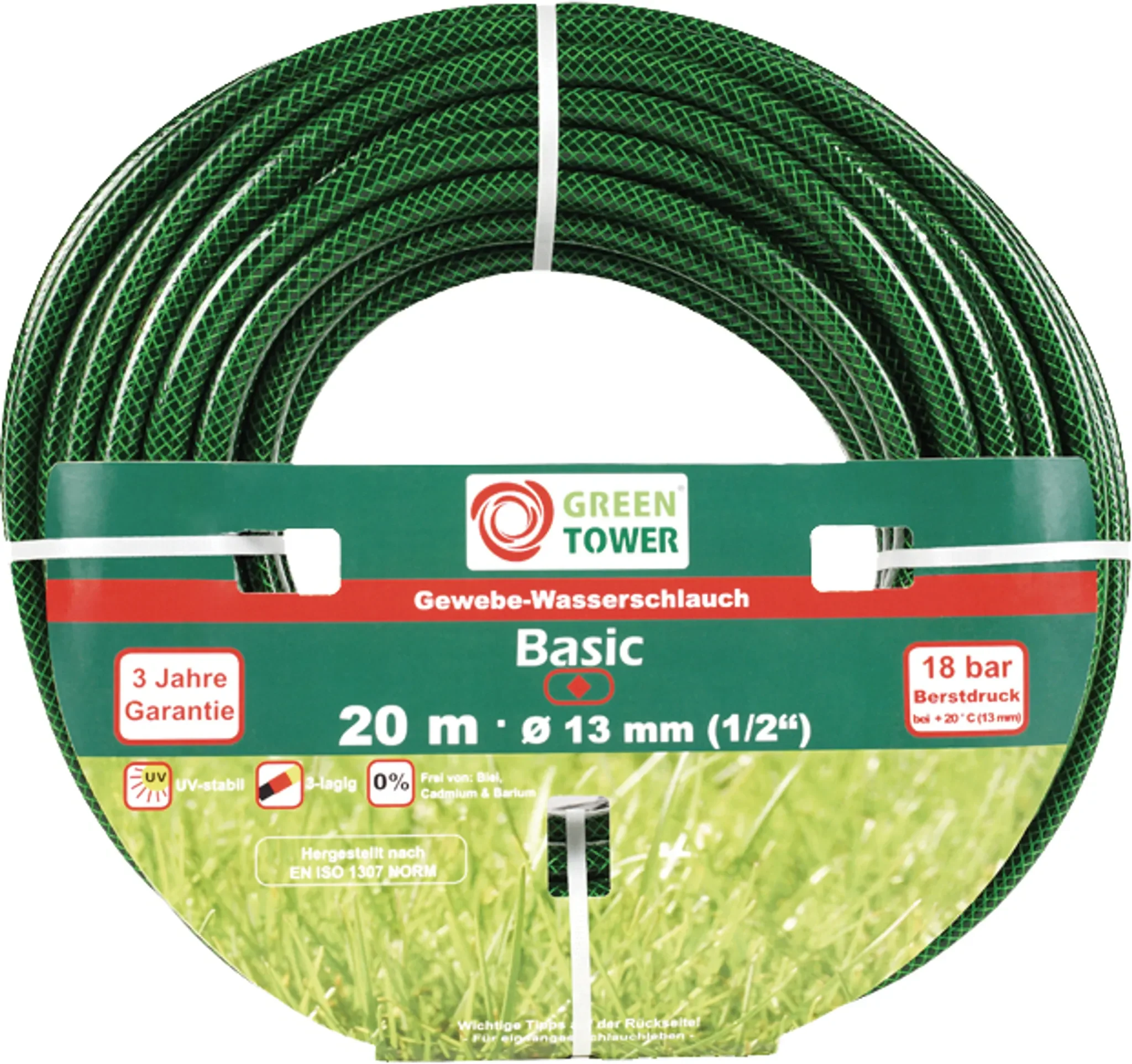 Green Tower – Gewebe-Wasserschlauch 20 m, Grün