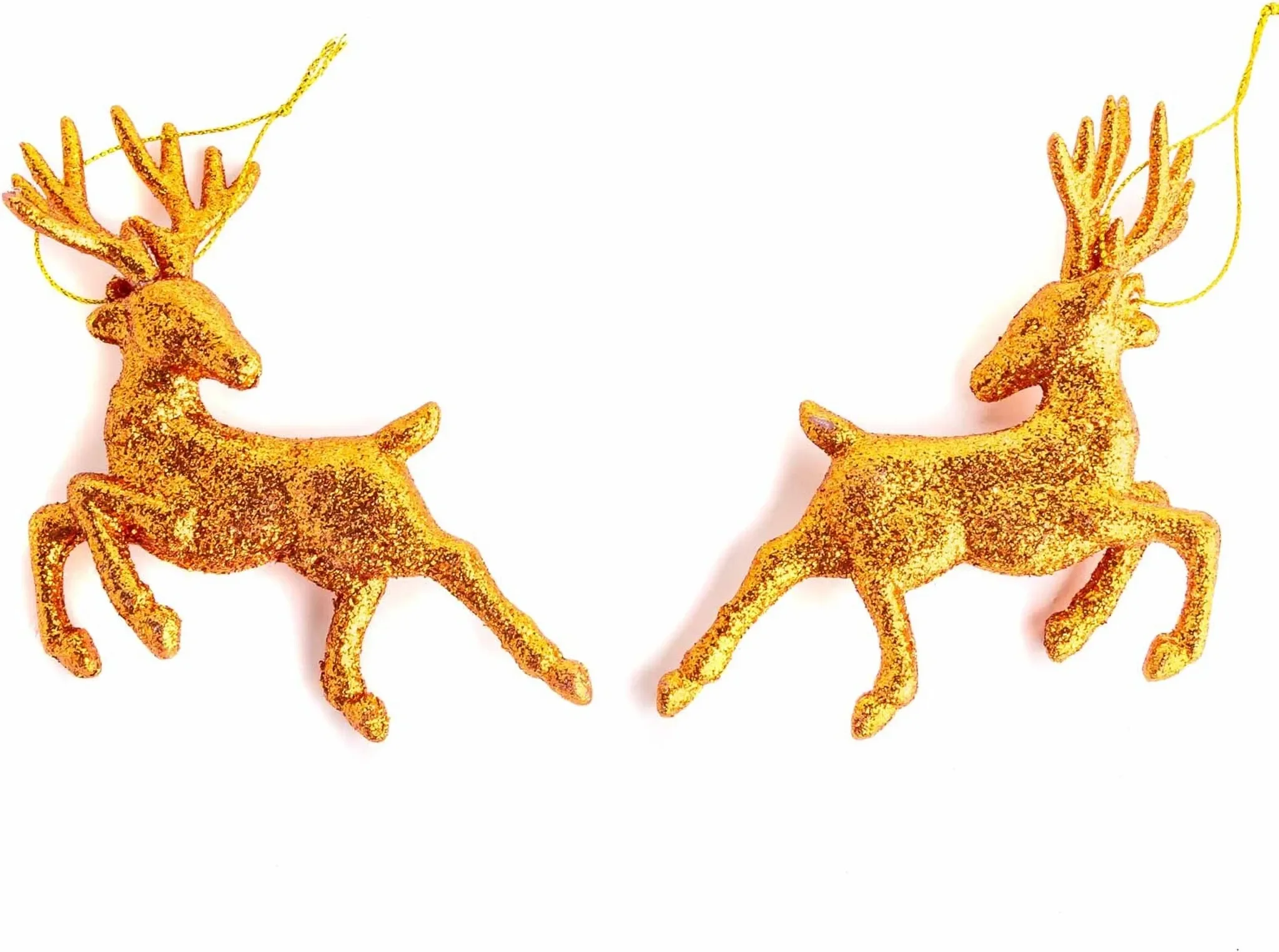 Cepewa - Deko Hirsch 2er Set mit Glitzerüberzug – Orange, Styropor-Figuren