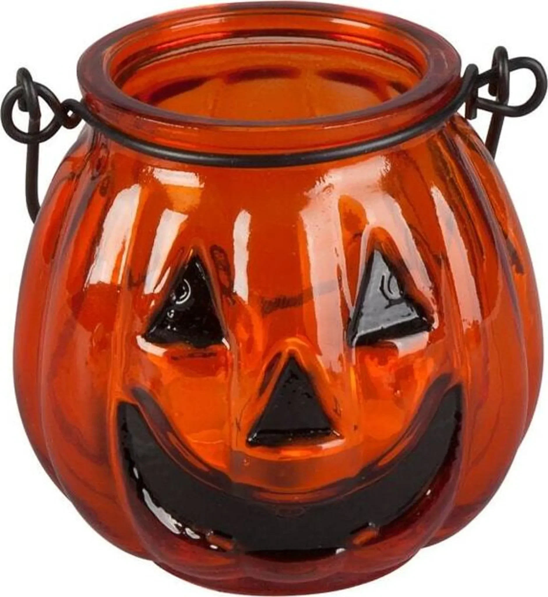 MICA Living - Teelichtglas Kürbis – 7,5 × 7,5 cm, Halloween & Herbstdeko