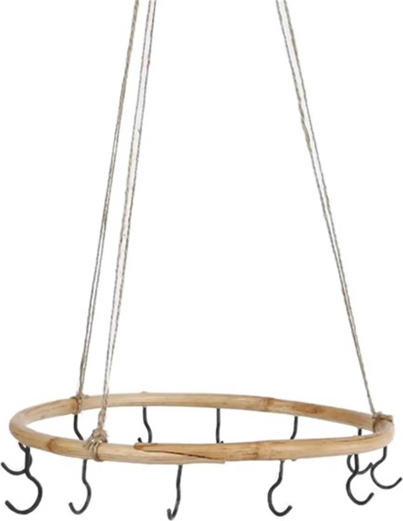 HTI-Living - Hängedeko mit 12 Haken – Bambus & Sisal, Ø 30 cm, Naturprodukt