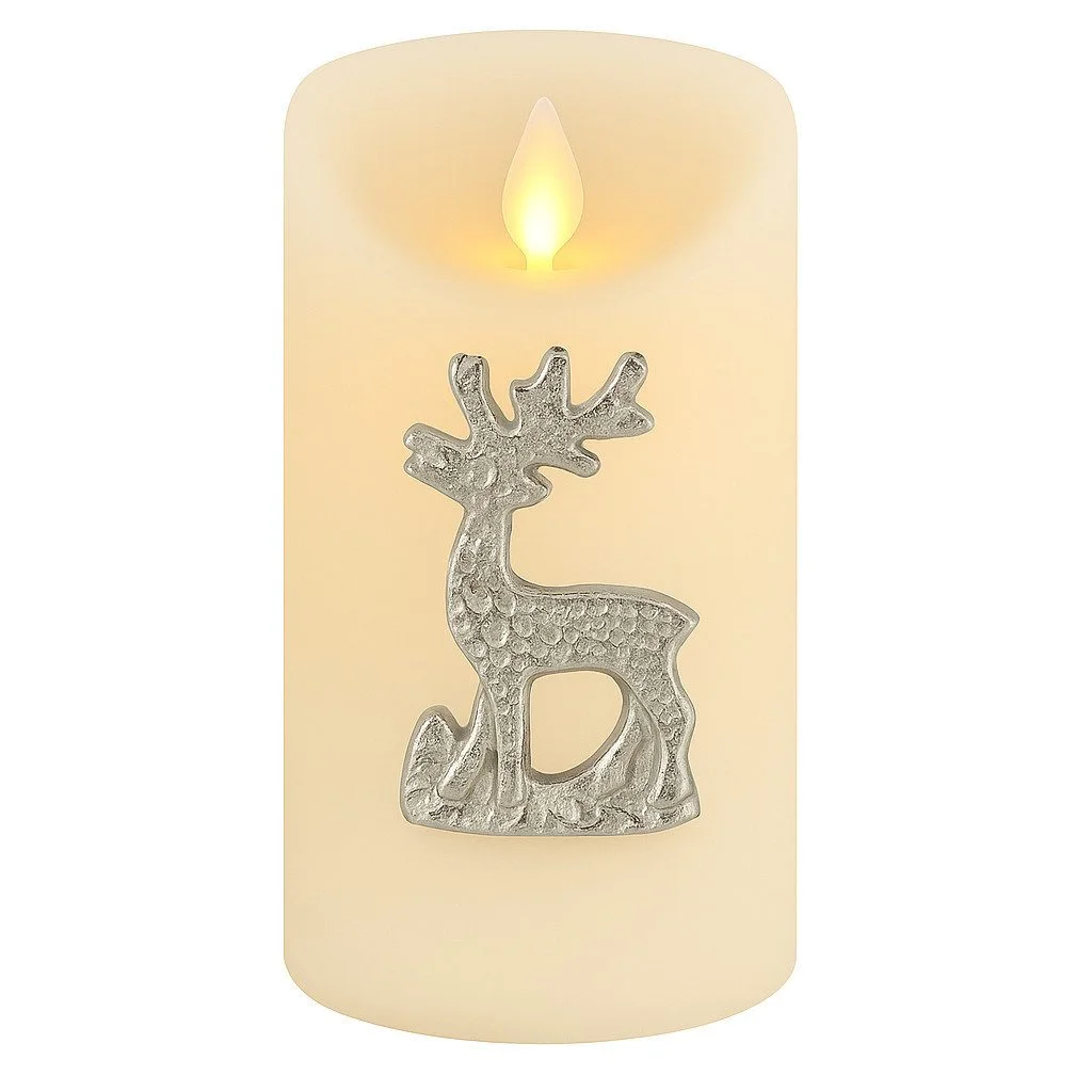 MARRAKESCH ORIENT & MEDITERRAN INTERIOR - LED-Kerze Kerzenpin Caloge F 6 cm, Silber, Boho Vintage, handgefertigt